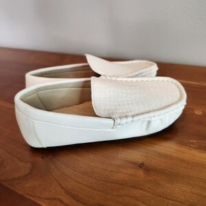 White Crocodile Embossed Loafers